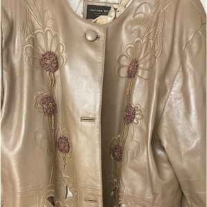 Leather 3/4 Coat Tan Sz 4xl